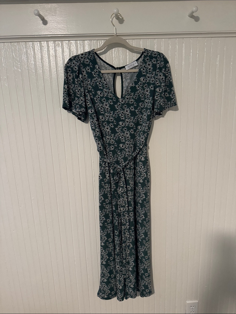 Kaileigh Forest Green Floral Jumpsuit with Tie Waist